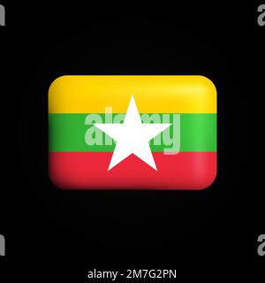 Symbol für Myanmar Flag 3D. Nationale Flagge Myanmars. Vektordarstellung Stock Vektor