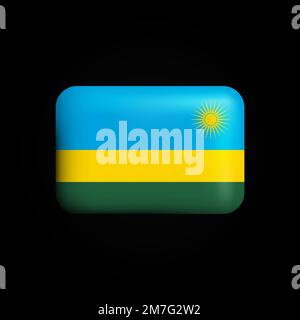 Ruanda Flagge 3D Ikone. Nationale Flagge Ruandas. Vektordarstellung Stock Vektor