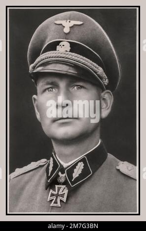 Otto Kumm Offizier Portrait Nazi SS-Obersturmbannführer (Oberstleutnant) Kommandeur der 7. Brigade SS durch Kämpfe im Jahr 1944 beendete er den Krieg mit der Medaille des Ritterkreuzes des Eisernen Kreuzes mit Eichenblättern und Schwertern Stockfoto