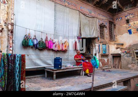 Haveli in Mandawa, Rajasthan, Indien. Stockfoto
