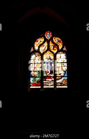 Saint-Pol-de-Leon, Kathedrale Saint-Paul-Aurelien, Saint-Jean nach Patmos, Finistere, Bretagne, Frankreich, Europa Stockfoto