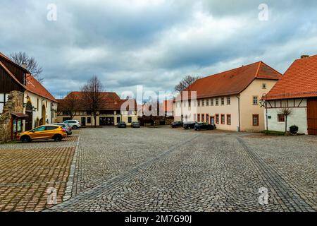 Kurze Wanderung um die wunderschöne drei Gleichen im Thüringer Becken - drei Gleichen - Deutschland Stockfoto