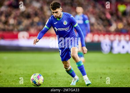 Munir El Haddadi von Getafe während des Fußballspiels der spanischen Meisterschaft La Liga zwischen dem FC Sevilla und dem FC Getafe CF am 8. Januar 2023 im Ramon Sanchez Pizjuan Stadion in Sevilla, Spanien - Foto: Joaquin Corchero/DPPI/LiveMedia Stockfoto