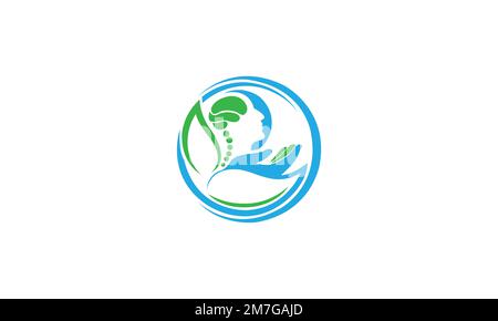 Ein grafisches Logo, das ein DNA-Symbol eines Gehirns auf weißem Hintergrund darstellt Stock Vektor