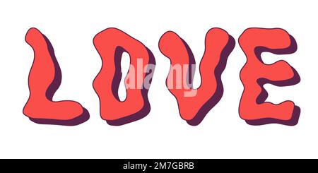 Ein toller Trippy-Love-Slogan. Vintage Valentinstag. Retro-1970-Inspiration. Vektordarstellung. Stock Vektor