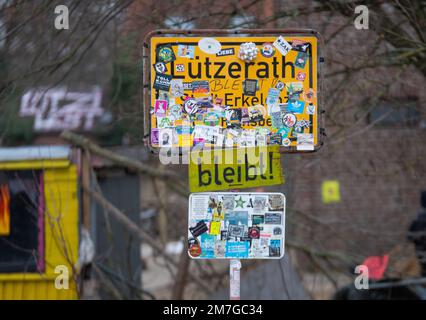 Erkelenz januar 2023: Lützerath ist ein Dorf der Stadt Erkelenz in Nordrhein-Westfalen. Die Energieversorgungsgruppe RWE plant eine vollständige Demolierung Stockfoto