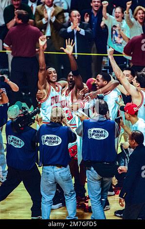 NBA-Basketball, Scottie Pippen, (L) Michael Jordan Chicago Bulls, NBA-Finale 1997 Stockfoto