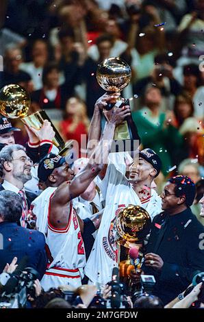 NBA-Basketball, Scottie Pippen, (R) Michael Jordan Chicago Bulls, NBA-Finale 1997 Stockfoto