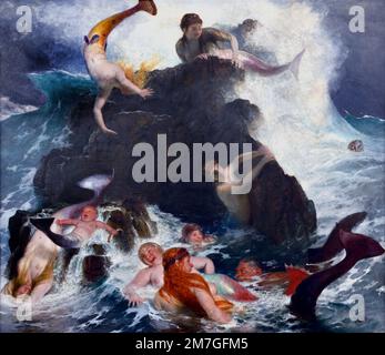 Arnold Bocklin 1827-1901 Swiss Schweiz war ein Schweizer Symbolmaler, das Stück der Nereides 1886. In der griechischen Mythologie sind die Nereids oder Nereides Seenymphen. Stockfoto