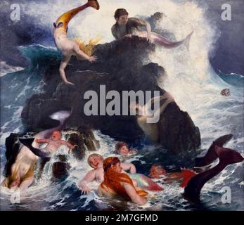 Arnold Bocklin 1827-1901 Swiss Schweiz war ein Schweizer Symbolmaler, das Stück der Nereides 1886. In der griechischen Mythologie sind die Nereids oder Nereides Seenymphen. Stockfoto