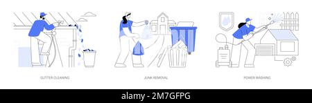 Haus und Garten Wartung abstrakte Konzept Vektor Illustrationen. Stock Vektor