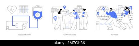 Humanitäre Hilfe abstrakte Konzept Vektor Illustrationen. Stock Vektor