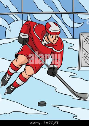 Eishockey-farbige Cartoon-Illustration Stock Vektor