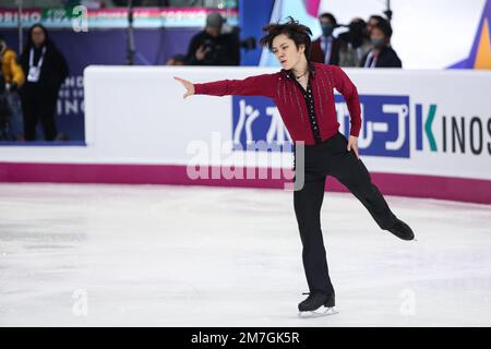 Shoma Uno (JPN) tritt während des MEN-SHORT-PROGRAMMS des ISU Grand Prix des Eiskunstlauf-Finales Turin in Palavela auf. (Foto: Davide Di Lalla / SOPA Images / Sipa USA) Stockfoto