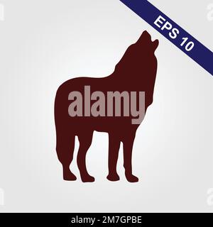 Dunkelbraune Silhouette eines Wolfs. Körpersilhouetten für Designer Stock Vektor