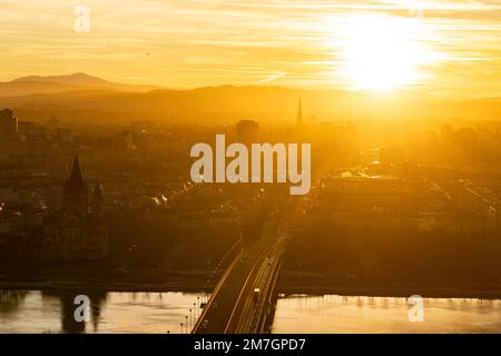 Blick über die Stadt Wien aus der Vogelperspektive Stockfoto