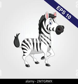 Gestreiftes afrikanisches Zebra, handgezeichnet Stock Vektor