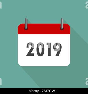 Kalendersymbol 2019 in flachem Design. Vektordarstellung. Frohes Neues Jahr 2019 Stock Vektor
