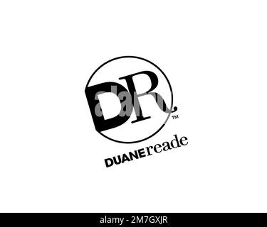 Duane Reade, Gedrehtes Logo, Weißer Hintergrund Stockfoto