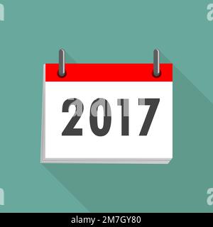 Kalendersymbol 2017 in flachem Design. Vektordarstellung. Frohes Neues Jahr 2017 Stock Vektor