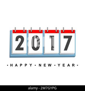 Kalendersymbol 2017 in flachem Design. Vektordarstellung. Frohes Neues Jahr 2017 Stock Vektor