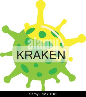 Kraken Neuer Stamm des Coronavirus Covid 19. Hintergrundbanner Kraken-Mutantenvariante von Covid-19 sars-COV-3. Vektordarstellung Stock Vektor