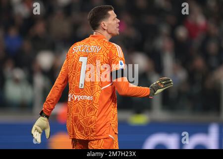 Turin, Italien, 7. Januar 2023. Wojciech Szczesny von Juventus reagiert während des Spiels der Serie A im Allianz-Stadion in Turin. Der Bildausdruck sollte lauten: Jonathan Moscrop/Sportimage Stockfoto