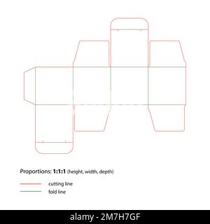 Stanzen von Verpackungen mit Schneide- und Falzlinien. Vektor. Stock Vektor