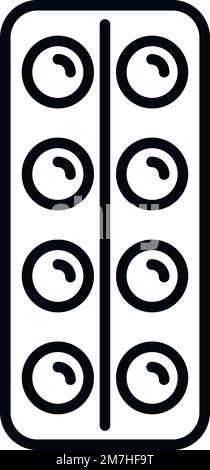 Umrissvektor des Blasensymbols. Schmerzmittel. Lass die Süßigkeiten fallen Stock Vektor