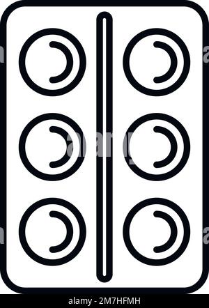 Hustentropfen Blasensymbol-Konturvektor. Schmerzmittel. Bonbonmedikamente Stock Vektor