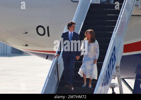 Nicht exklusiv: 09. Januar 2023 in Mexiko-Stadt, Mexiko: Der kanadische Premierminister Justin Trudeau und seine Frau Sophie Gregoire Trudeau kommen am an Stockfoto