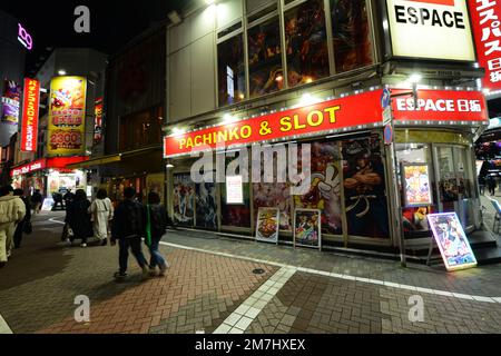 Espace Pachinko & Slot in Shibuya, Tokio, Japan. Stockfoto