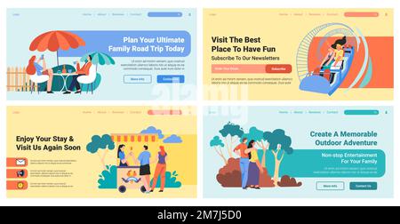 Webbanner-Set mit Freizeitplanungsaktion Stock Vektor