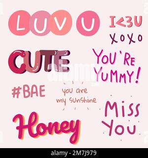 Sammlung von Valentines Tag Typografie Vektor Stock Vektor