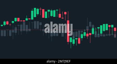 Zwei japanische Kerzenhalter-Diagramme auf dunkelblauem Hintergrund Stock Vektor
