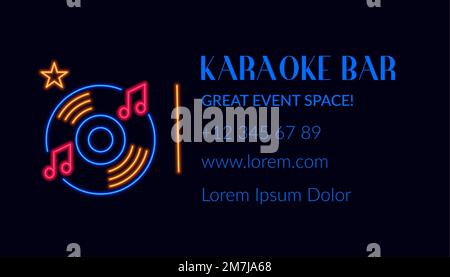 Karaoke Bar, Visitenkarte mit Logo und Info Stock Vektor