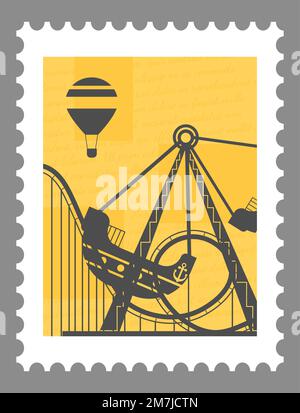 Attraktionen und Unterhaltung im Vergnügungspark Stock Vektor