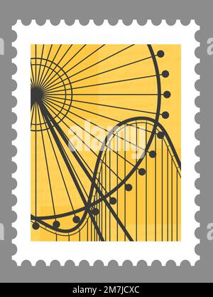 Attraktion und Erholung Postkarte oder Poststempel Stock Vektor