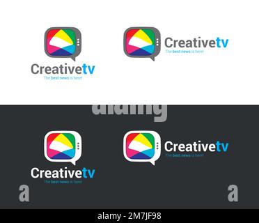 Logo für TV-Sender mit TV-Symbol und RGB-Farben. Stock Vektor