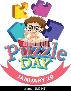 National Puzzle Day Banner Design Illustration Stock Vektor