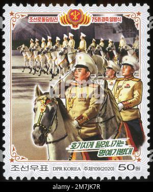 2020 Nordkorea-Stempel. Die Militärparade feierte den 75. Jahrestag der Gründung der Arbeiterpartei Koreas.C. Calvary Stockfoto