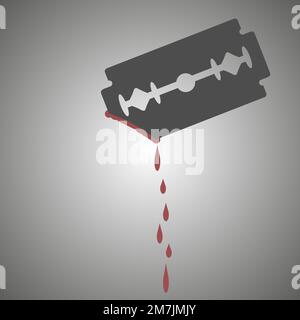 Klinge und Blut auf weißem Hintergrund isoliert. Vektordarstellung. Stock Vektor