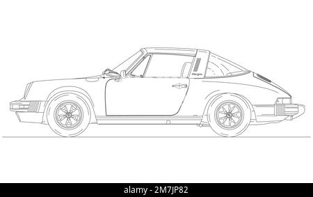 Deutschland, Jahr 1974, Porsche 911 S Targa Silhouette, Illustration Stockfoto