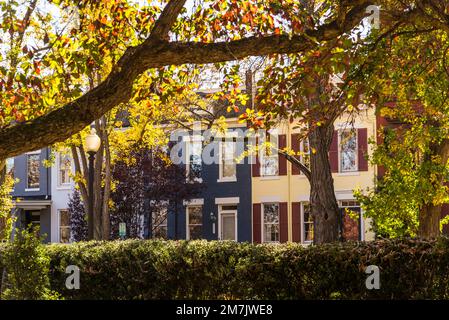 Wohnhaus in Georgetown, einem eleganten, historischen Viertel und Handels- und Unterhaltungsviertel, Washington, D.C., USA Stockfoto