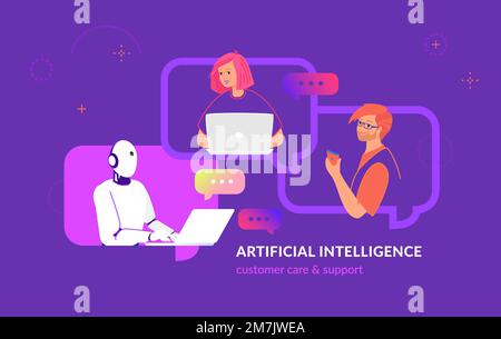 Kundenbetreuung und Service-Support durch künstliche Intelligenz Stock Vektor