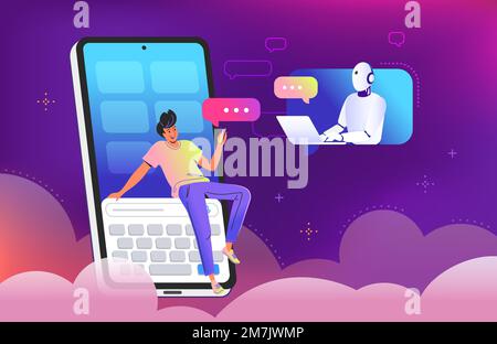 Chatbot ai und Kundenservice Online-Chat Stock Vektor