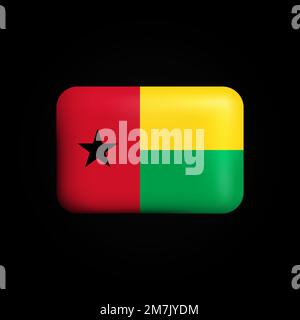 Symbol für Guinea-Bissau-Flagge 3D. Nationale Flagge Guinea-Bissaus. Vektordarstellung Stock Vektor