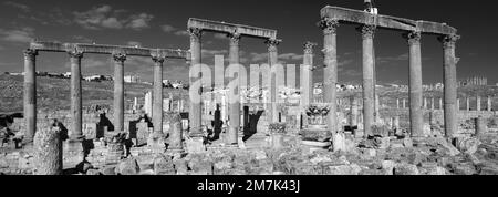 Blick auf das Macellum von Jerash City, Jordanien, Naher Osten Stockfoto