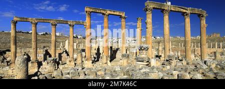 Blick auf das Macellum von Jerash City, Jordanien, Naher Osten Stockfoto