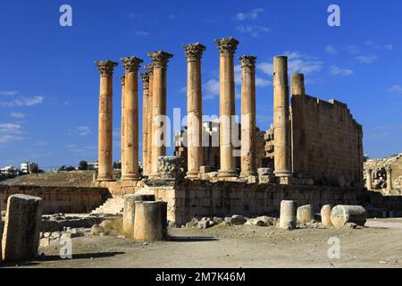 Blick über den Artemistempel in Jerash, Jordanien, Naher Osten Stockfoto